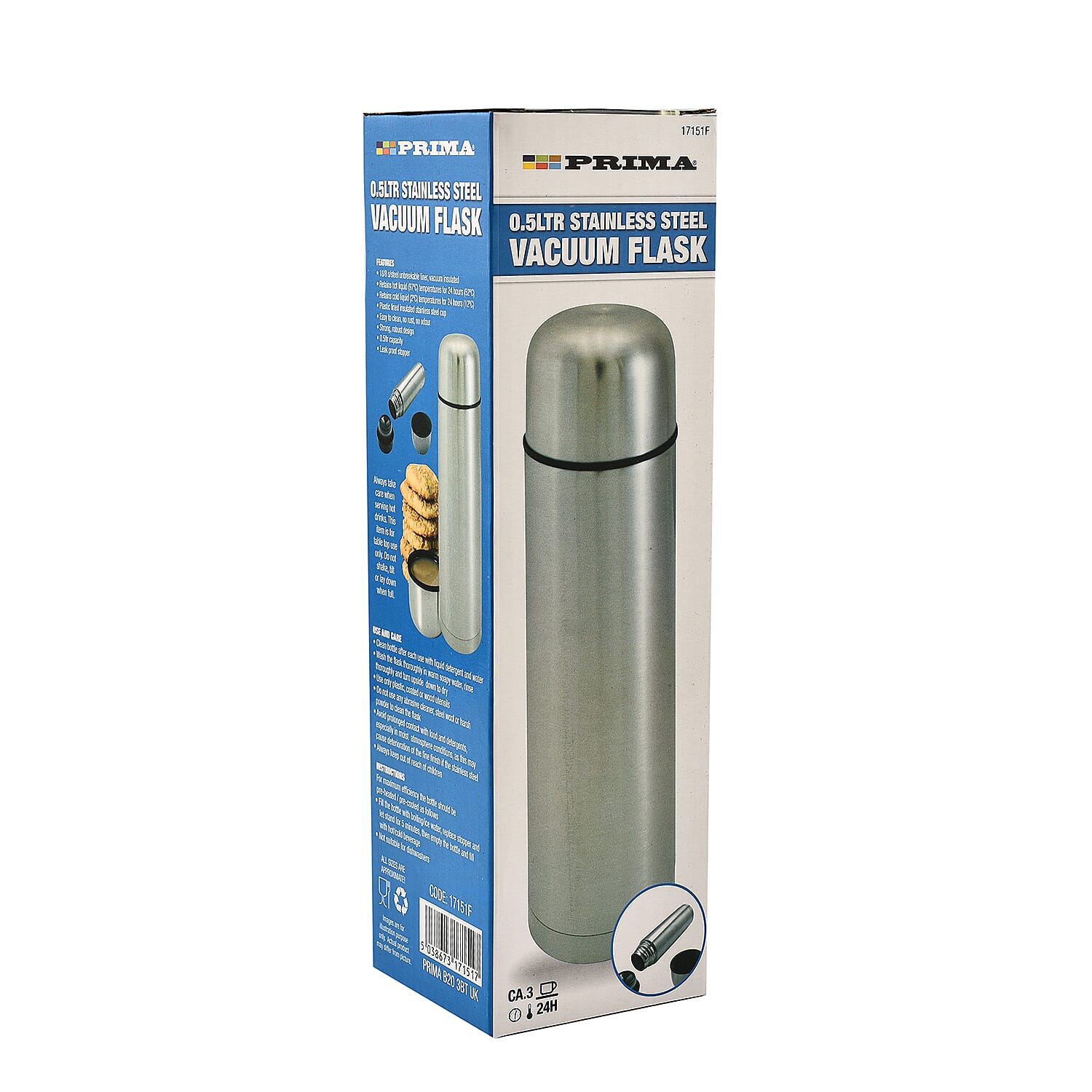 Stainless Steel Vacuum Flask - Silver (0.5L)