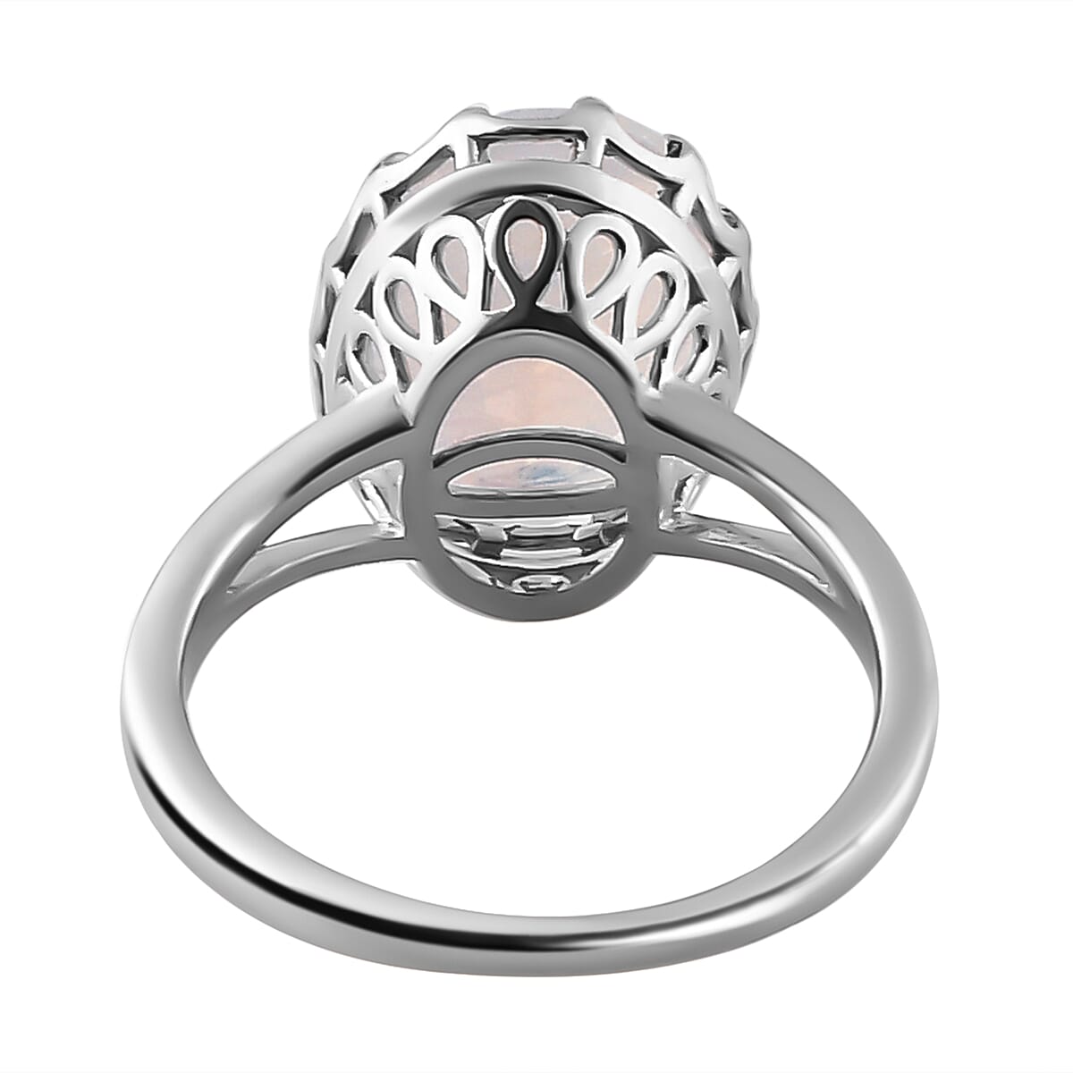 Moon Glow Stone Solitaire Ring in Platinum Overlay Sterling Silver 4.28 Ct.
