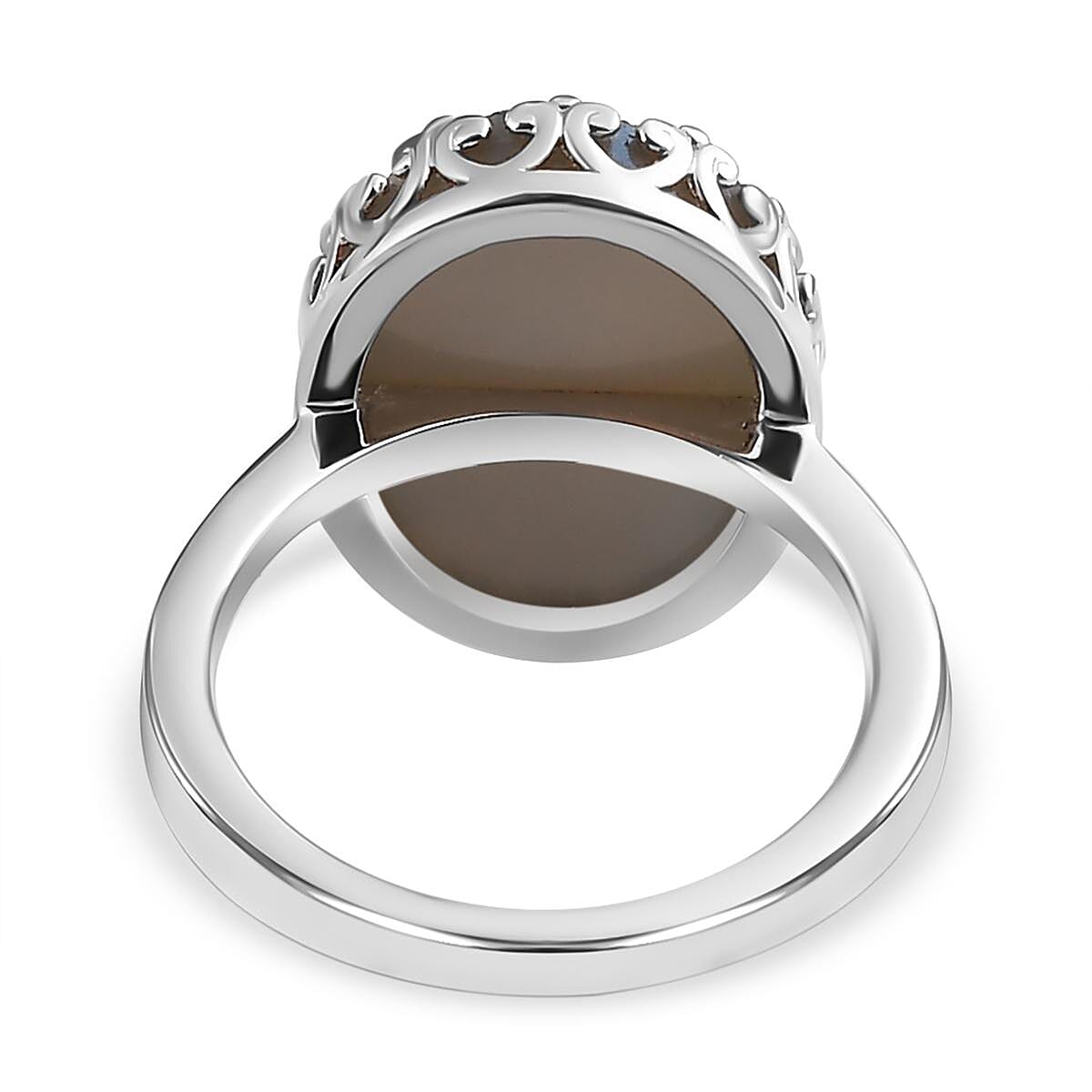 Rainbow Drusy Quartz  Solitaire Ring in Platinum Overlay Sterling Silver 5.88 Ct.