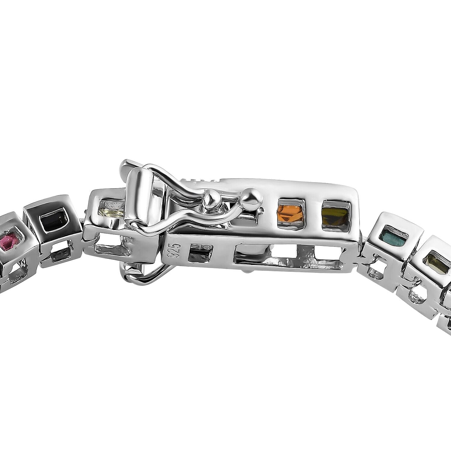 Multi-Tourmaline Bracelet (Size 7) in Platinum Overlay Sterling Silver 8.215 Ct, Silver Wt. 10.52 Gms
