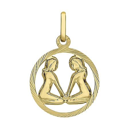 9K Yellow Gold 15mm X 23mm Diamond Cut Gemini Zodiac Pendant