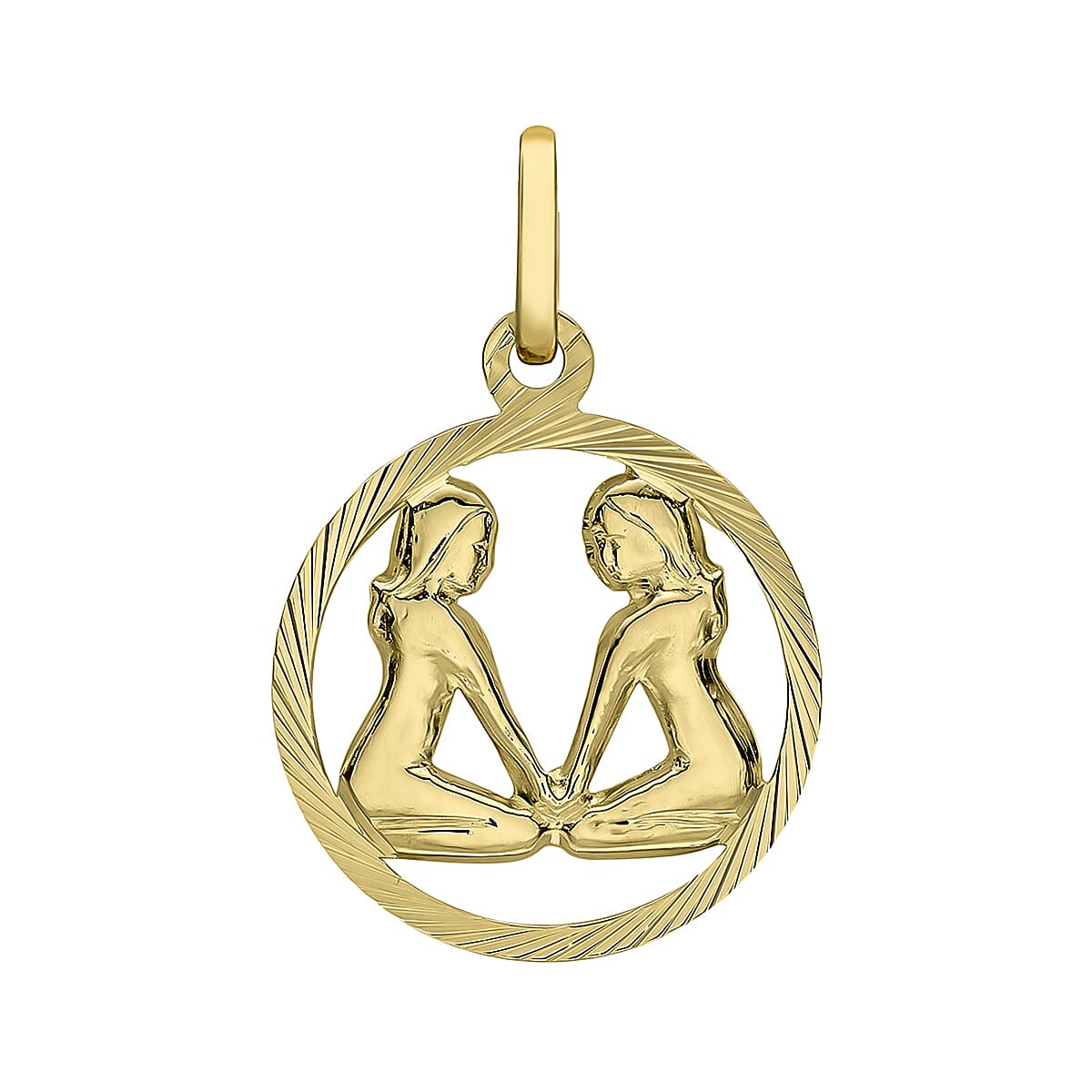 9K Yellow Gold 15mm X 23mm Diamond Cut Gemini Zodiac Pendant
