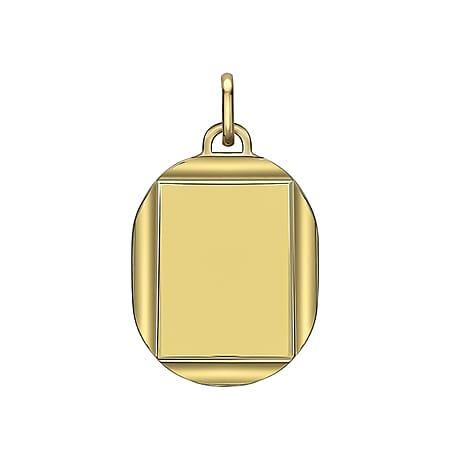 9K Yellow Gold 16.7mm X 28.9mm Bevelled Edge Oval Pendant