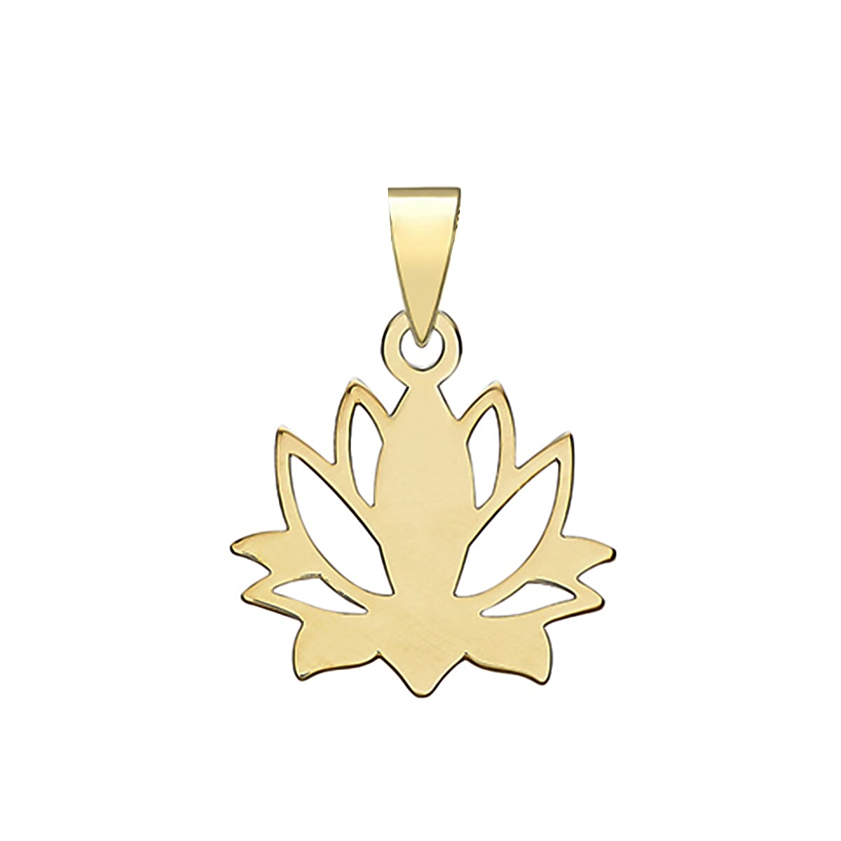 9K Yellow Gold 12mm X 16mm Polished 'Lotus Flower' Pendant