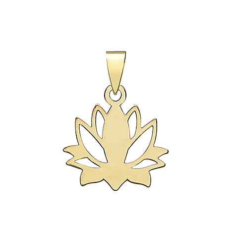 9K Yellow Gold 12mm X 16mm Polished 'Lotus Flower' Pendant