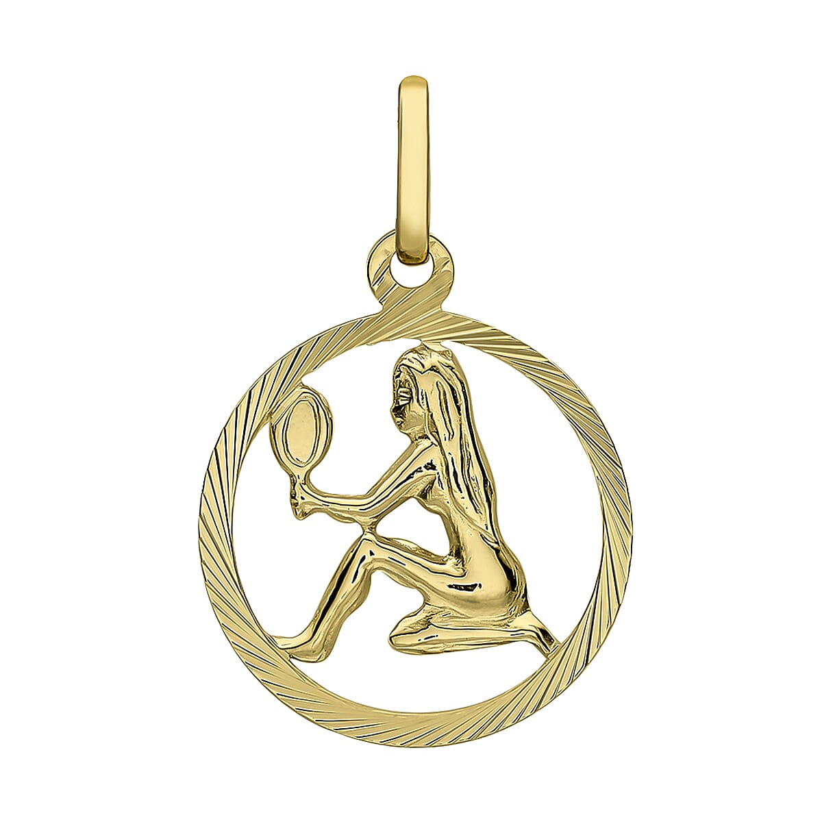 9K Yellow Gold 15mm X 23mm Diamond Cut Virgo Zodiac Pendant