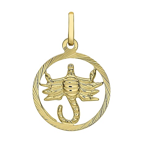9K Yellow Gold 15mm X 23mm Diamond Cut Scorpio Zodiac Pendant