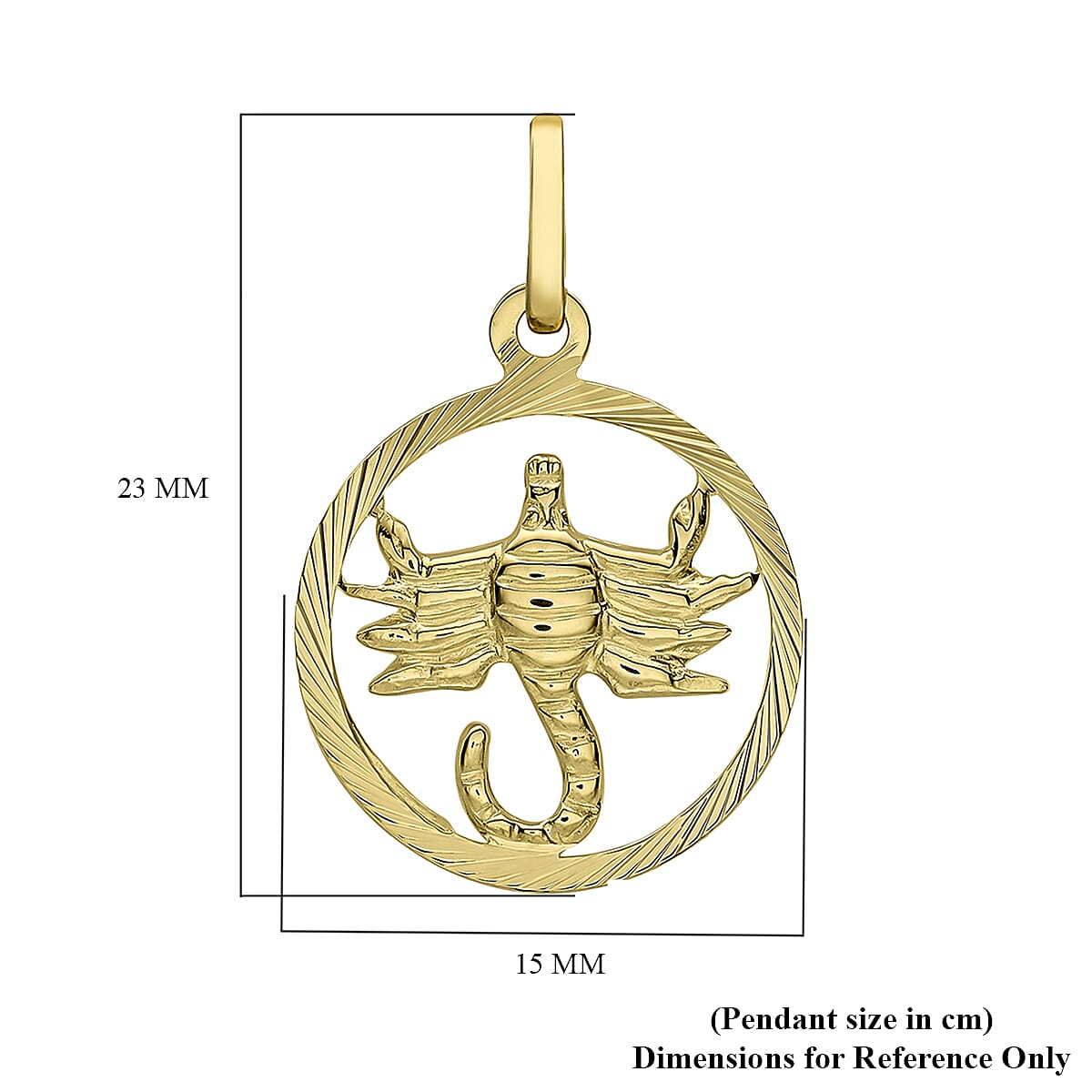 9K Yellow Gold 15mm X 23mm Diamond Cut Scorpio Zodiac Pendant