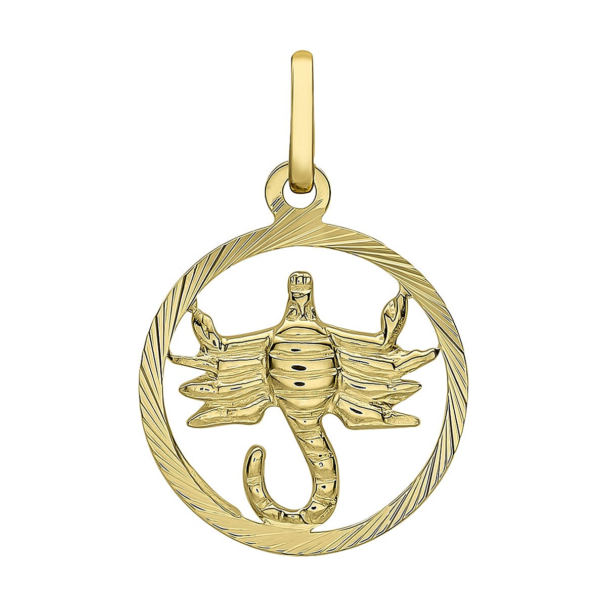 9K Yellow Gold 15mm X 23mm Diamond Cut Scorpio Zodiac Pendant