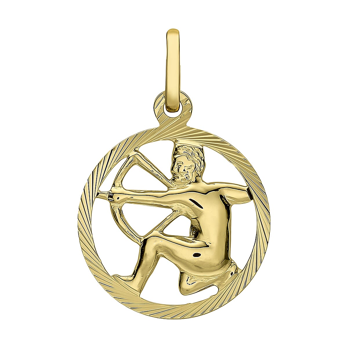 9K Yellow Gold 15mm X 23mm Diamond Cut Sagittarius Zodiac Pendant