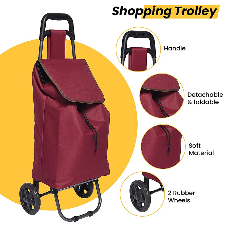 Shopping Trolley with Wheels  - Burgundy