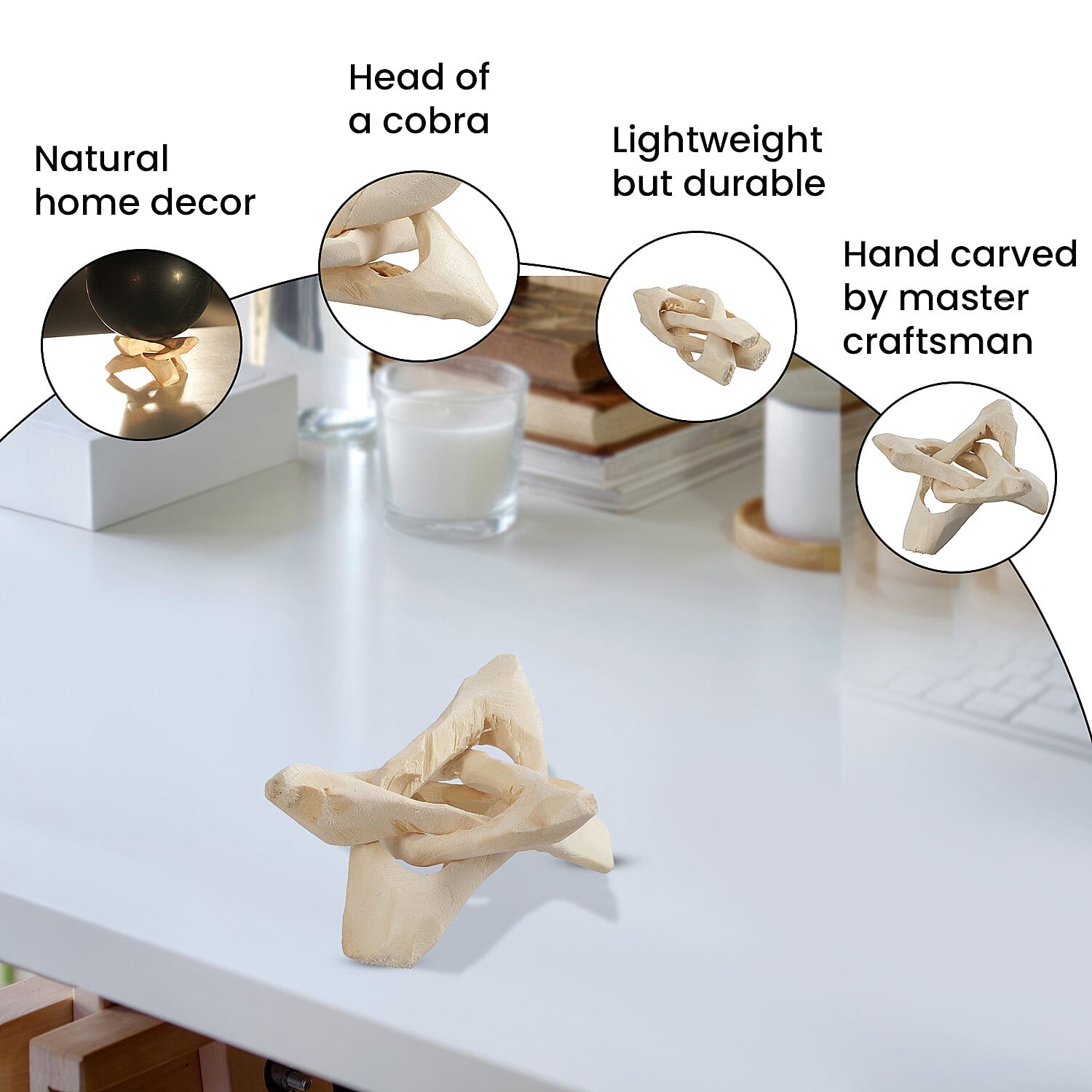 Gem Treasures - Handcrafted Wooden Tripod Stand - Natural Wood