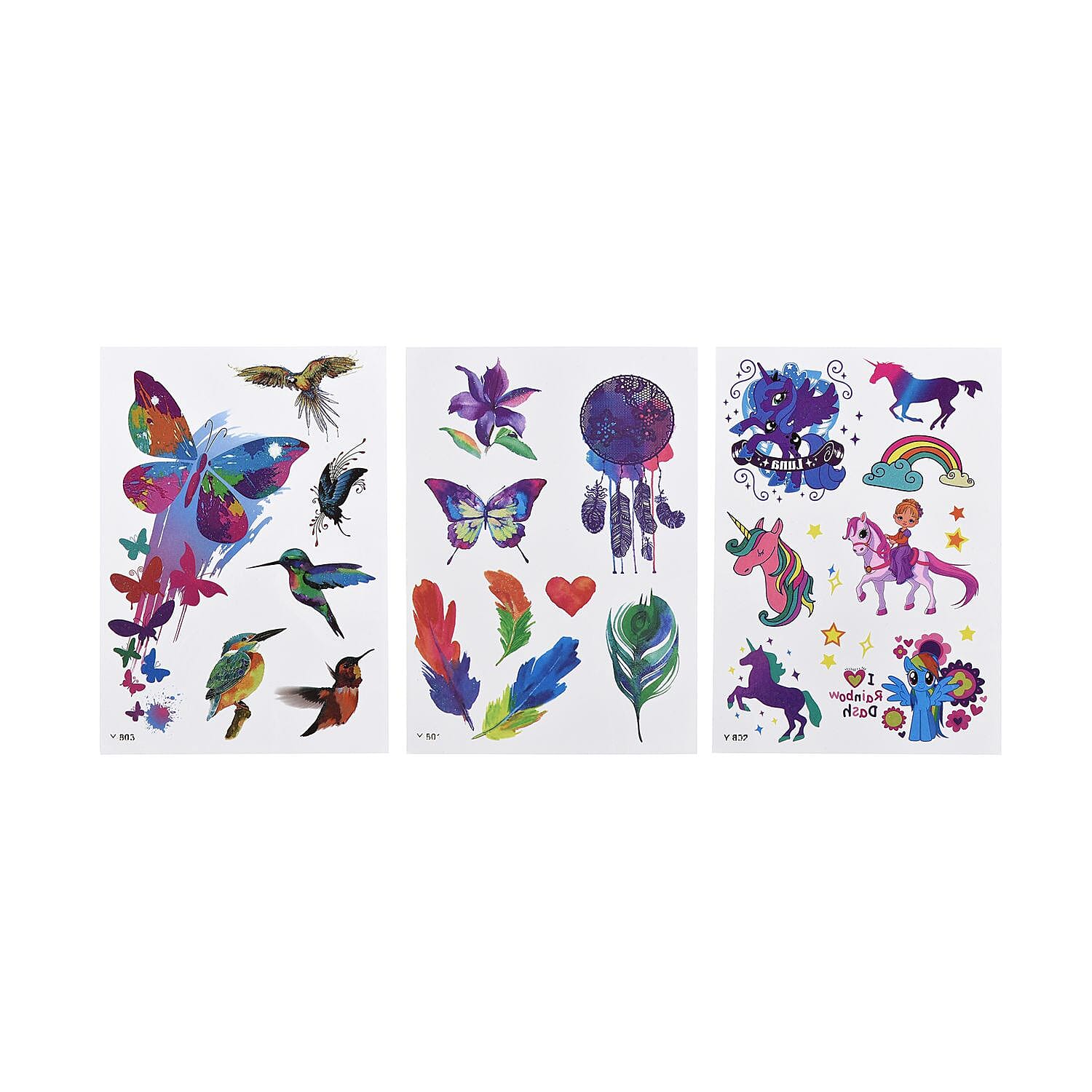 12 Sheets 3D Temporary Tattoos Stickers (Size 14x10 Cm) - Multi