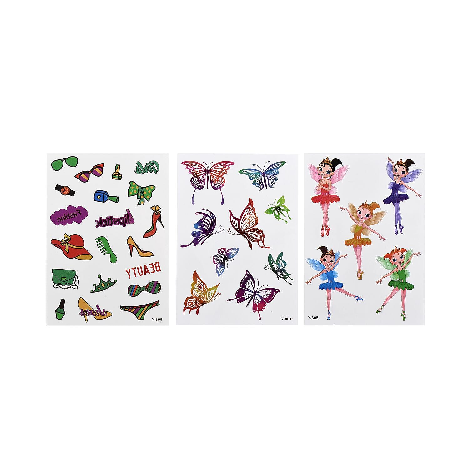 12 Sheets 3D Temporary Tattoos Stickers (Size 14x10 Cm) - Multi