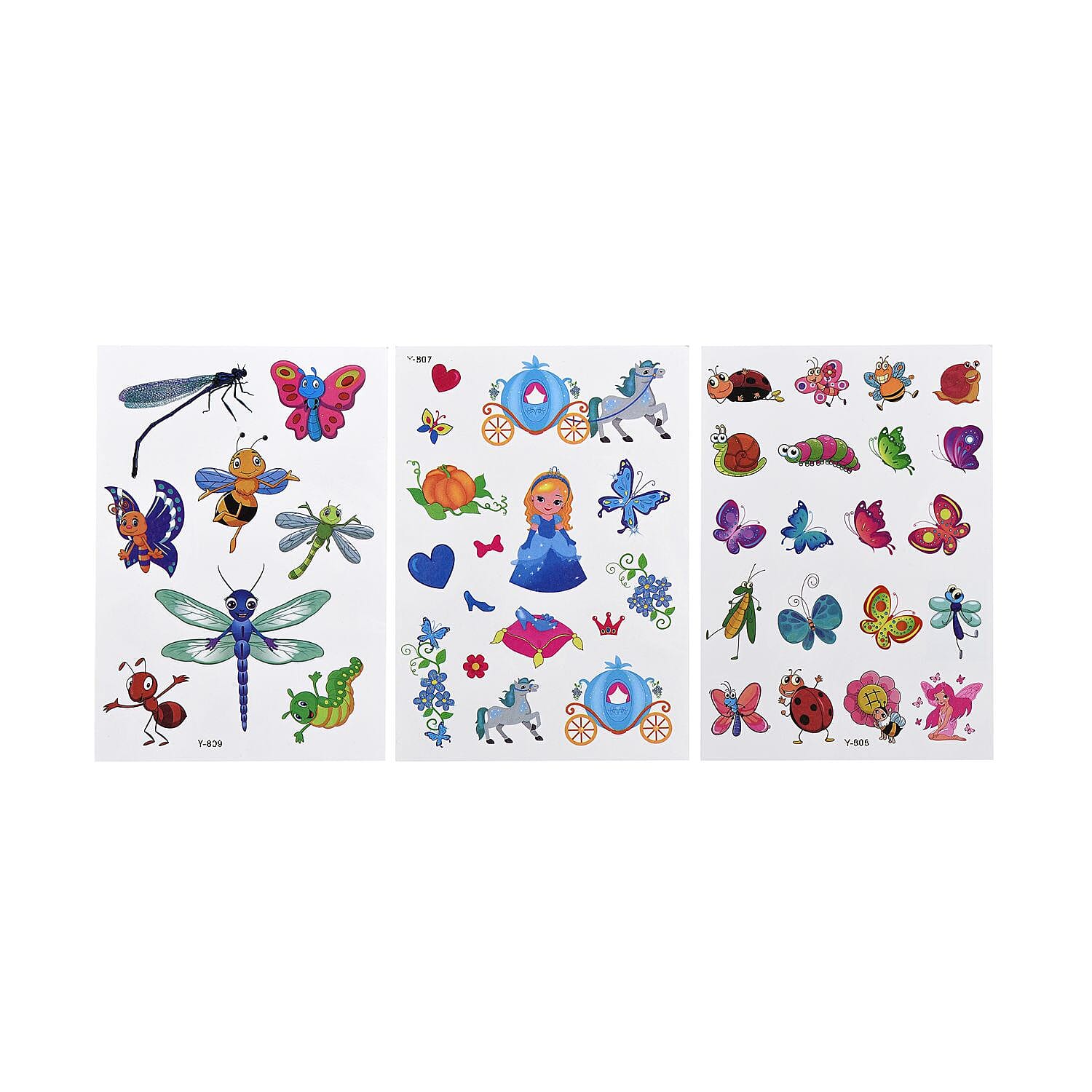 12 Sheets 3D Temporary Tattoos Stickers (Size 14x10 Cm) - Multi
