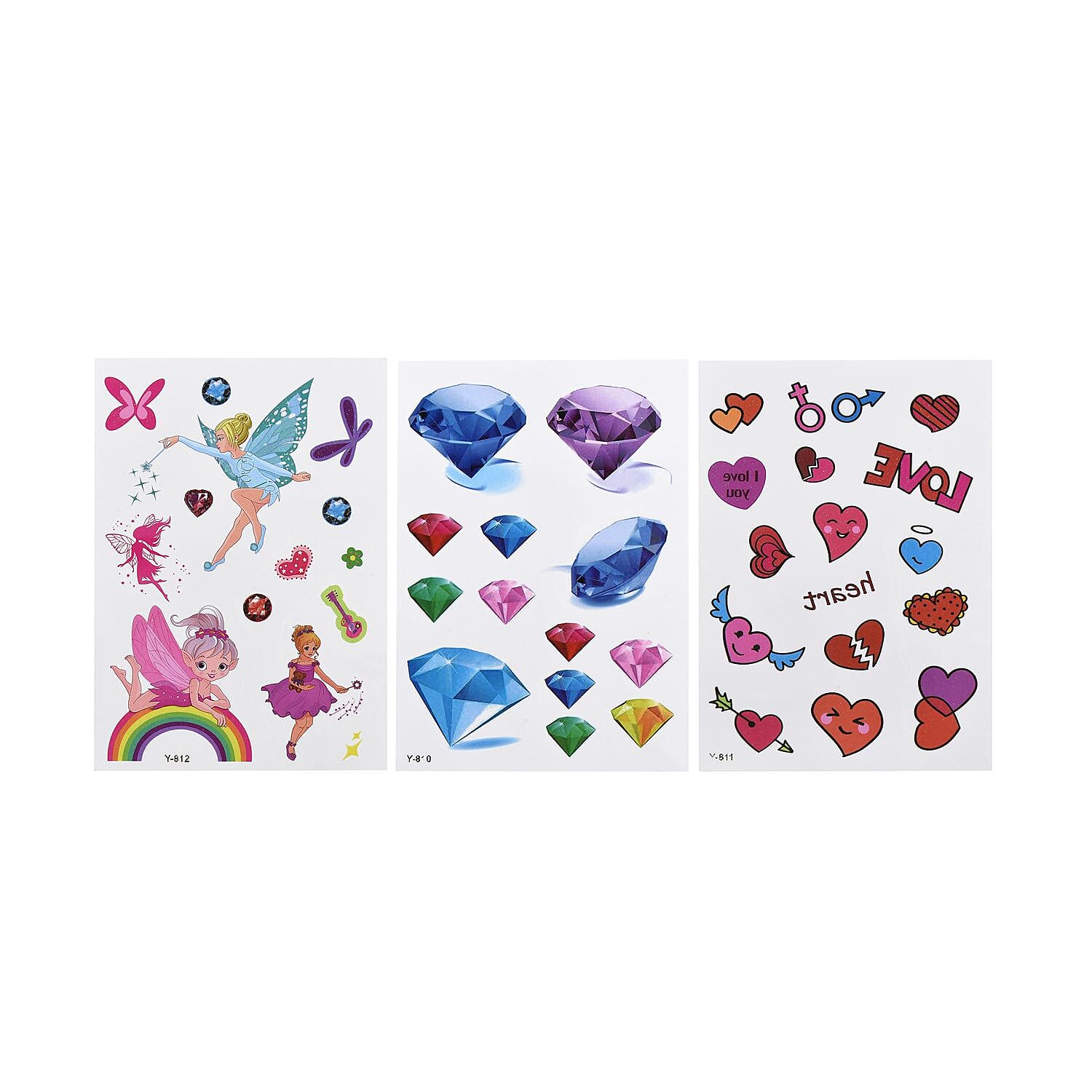 12 Sheets 3D Temporary Tattoos Stickers (Size 14x10 Cm) - Multi