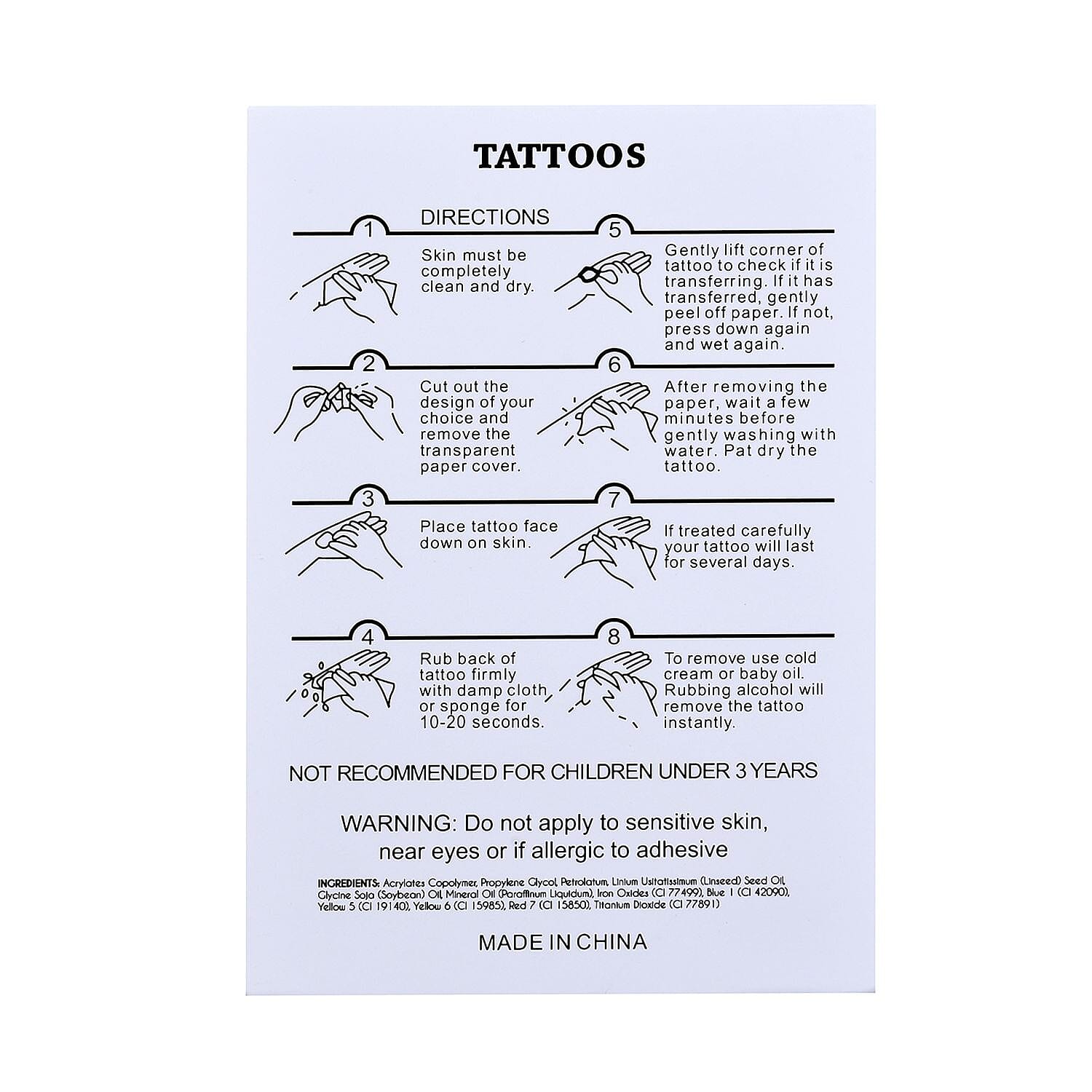 12 Sheets 3D Temporary Tattoos Stickers (Size 14x10 Cm) - Multi