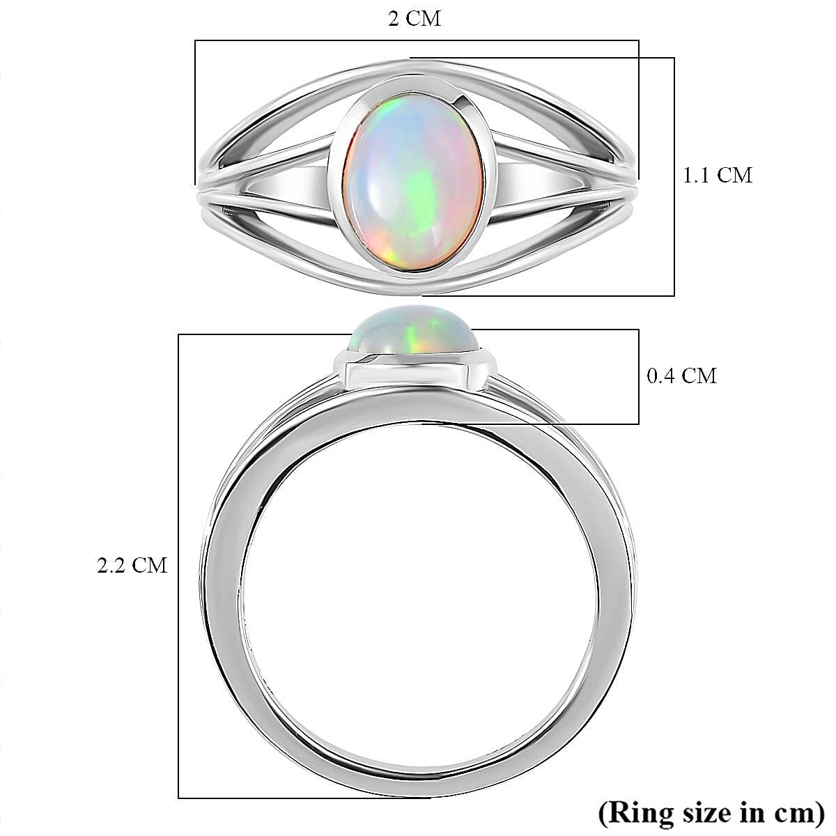 Ethiopian Welo Opal Ring in Platinum Overlay Sterling Silver