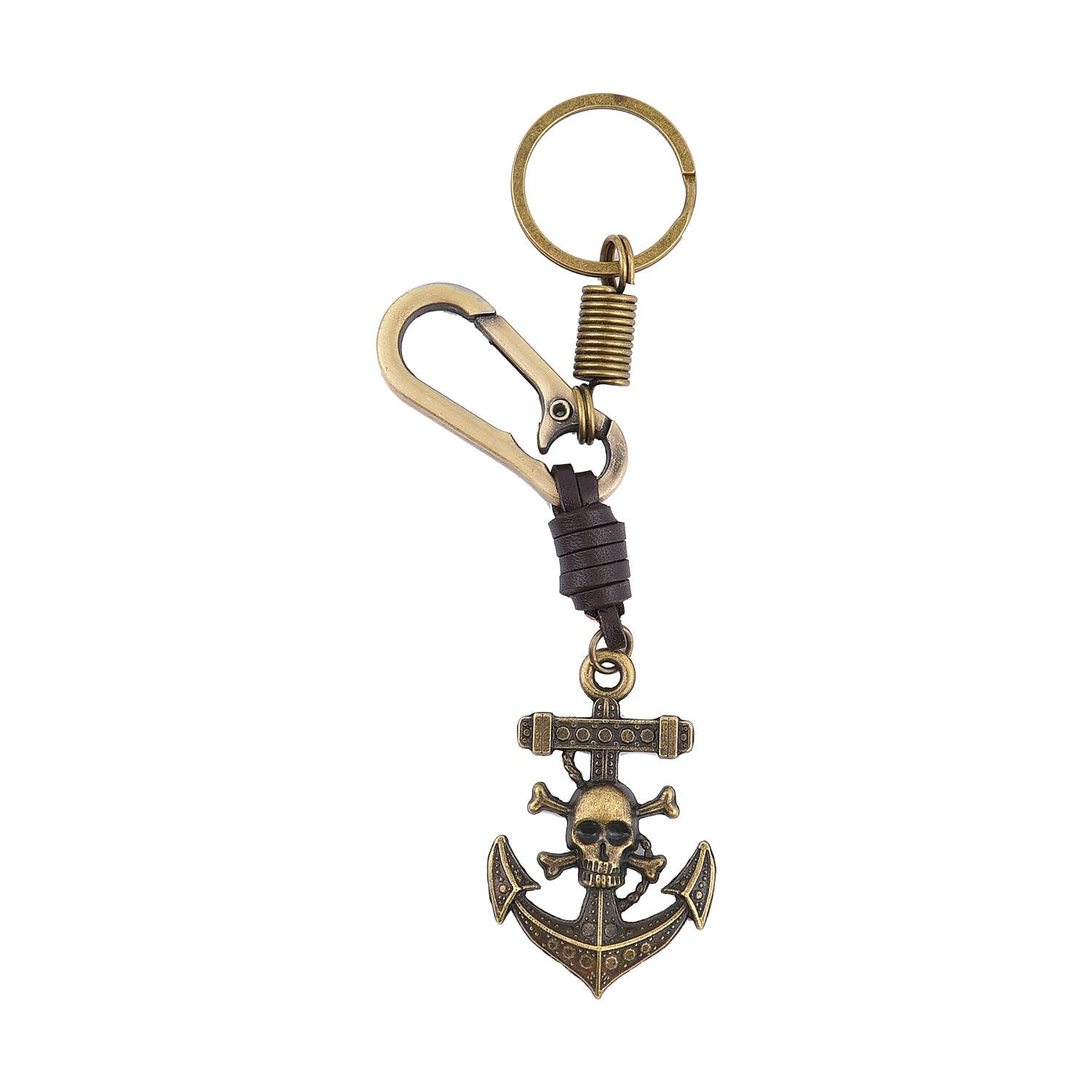 Set of 3 - Skull, Wing and Anchor Shape Keychains (Size 11 Cm) - Bronze