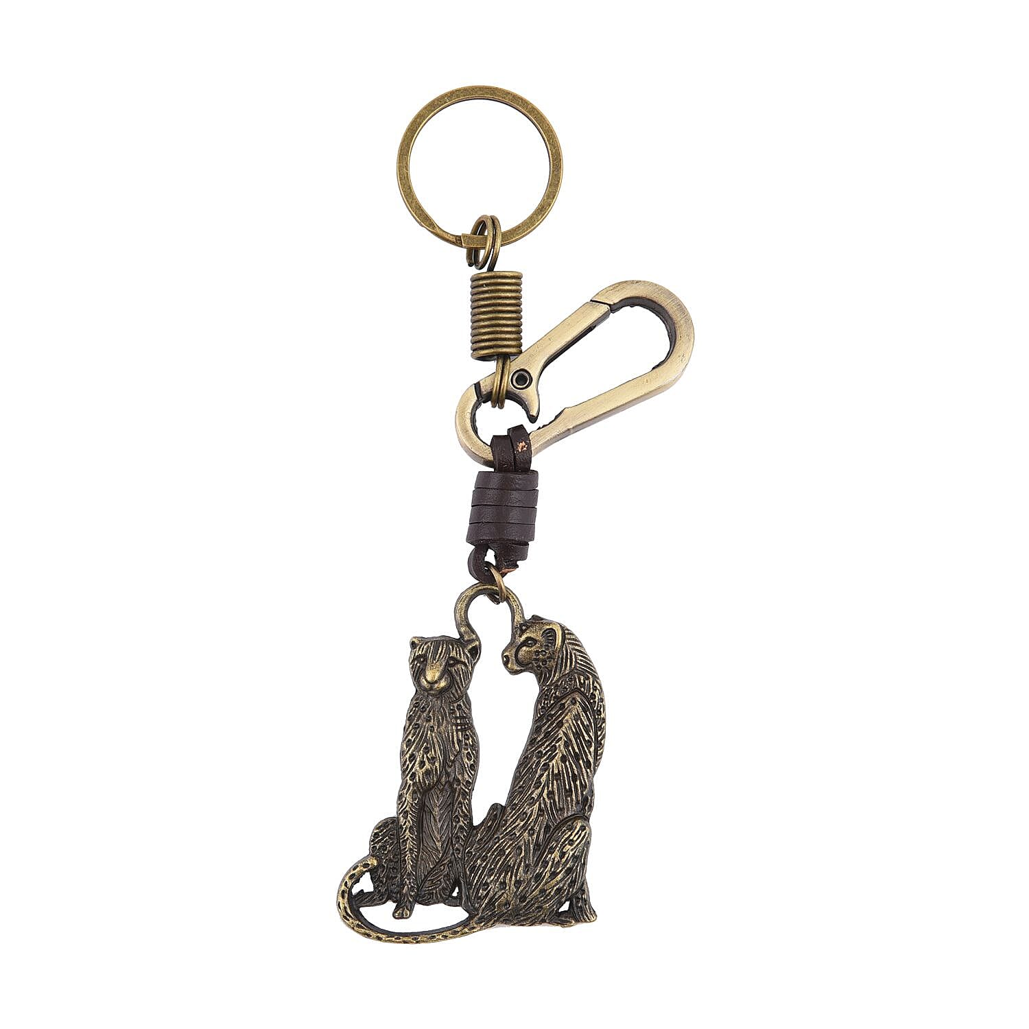 Set of 3 - Owl, Elephant and Leopard Shape Keychains (Size 11 Cm) - Bronze