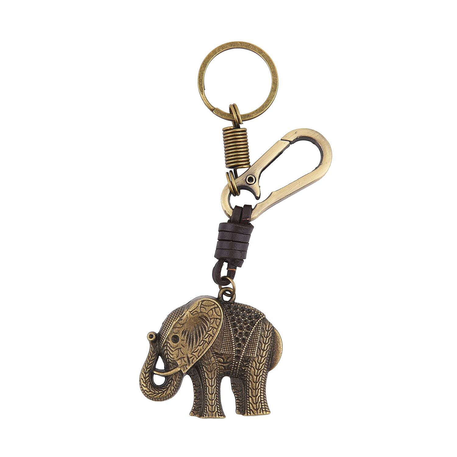 Set of 3 - Owl, Elephant and Leopard Shape Keychains (Size 11 Cm) - Bronze