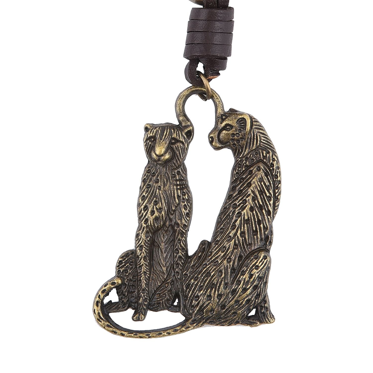 Set of 3 - Owl, Elephant and Leopard Shape Keychains (Size 11 Cm) - Bronze