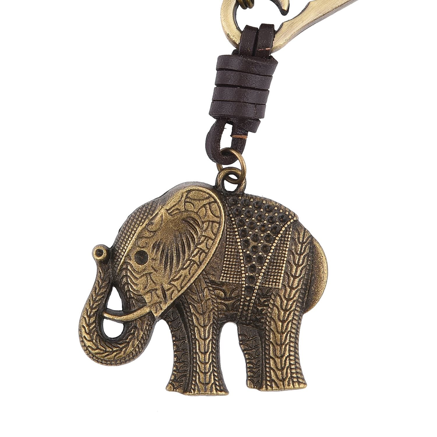 Set of 3 - Owl, Elephant and Leopard Shape Keychains (Size 11 Cm) - Bronze