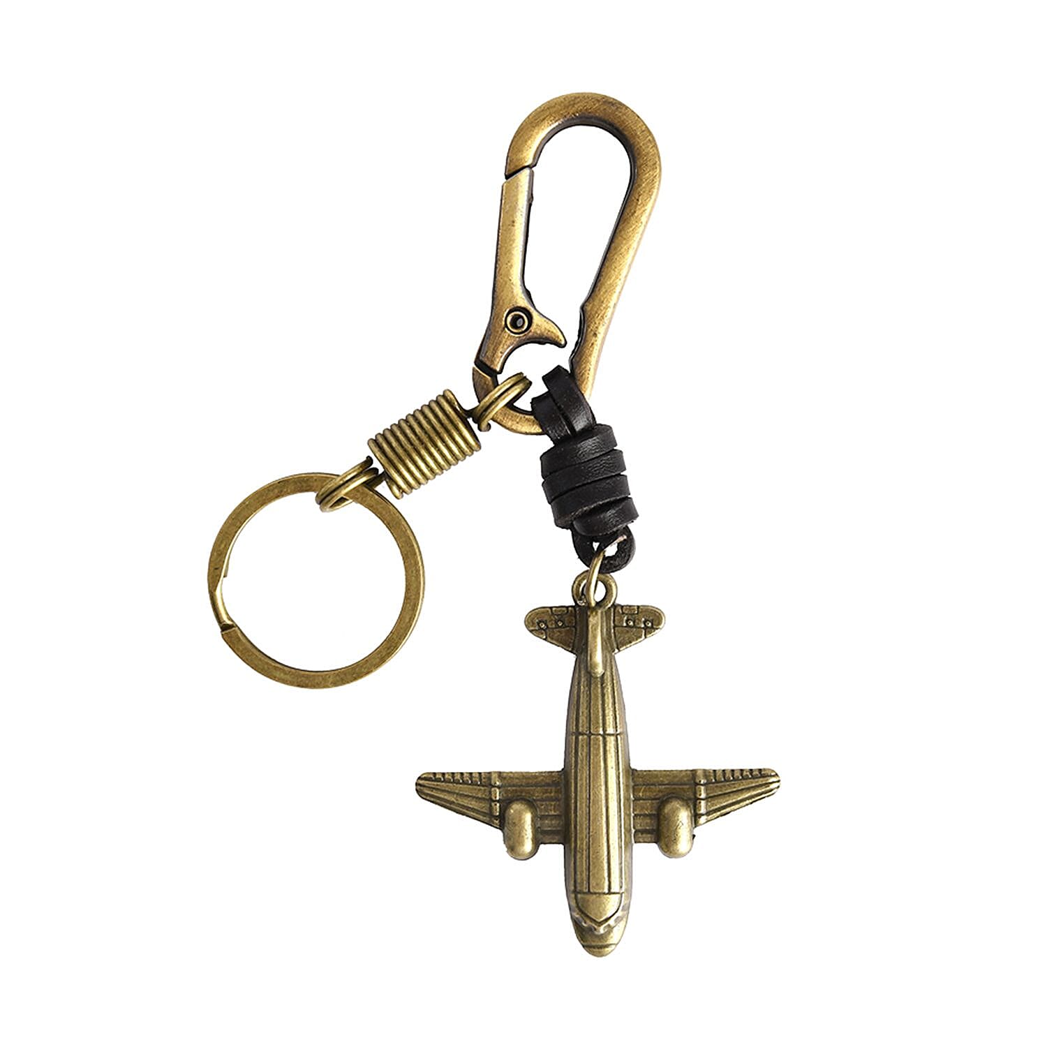 Set of 3 - Airplane, Bicycle - Eiffel Tower Shape Keychains (Size 11 Cm) - Bronze