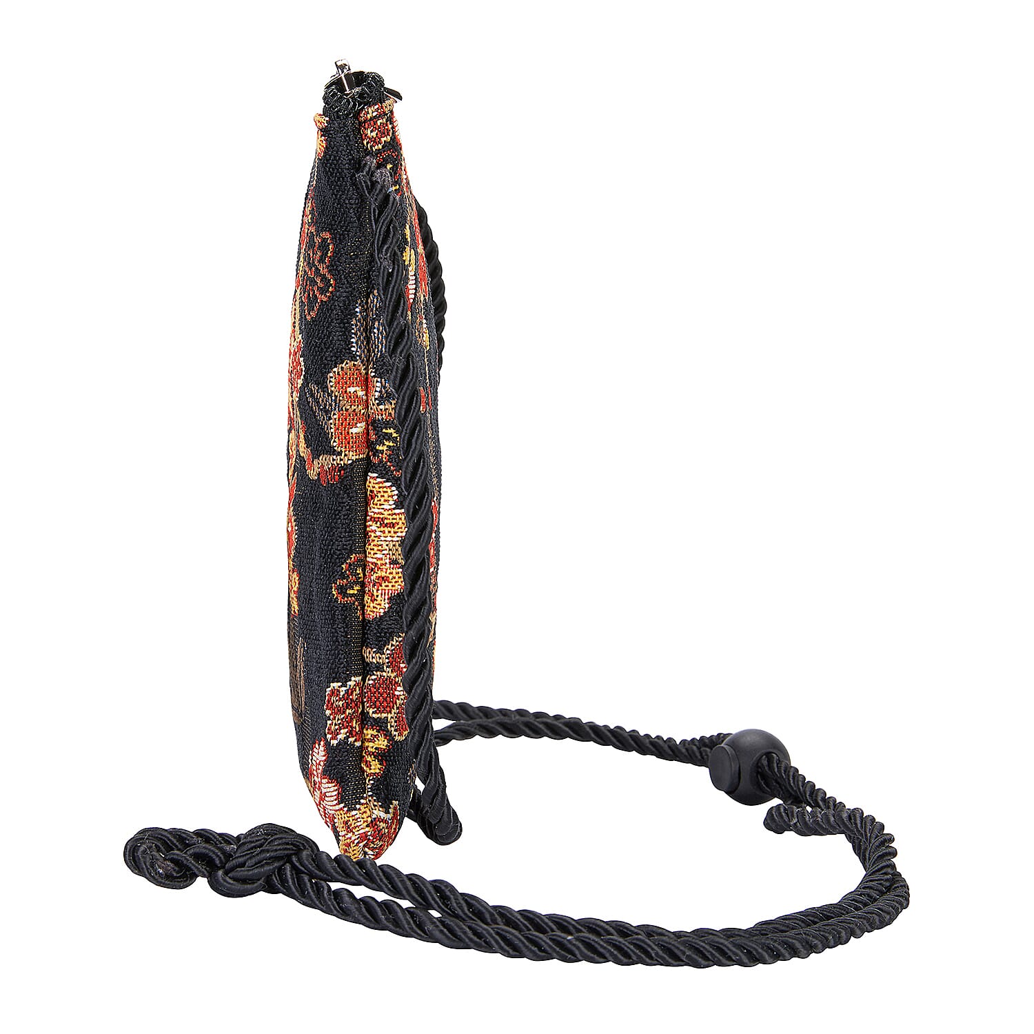Signare Tapestry - Ume Sakura Crossbody Phone Bag (Size 17x12 Cm) - Black