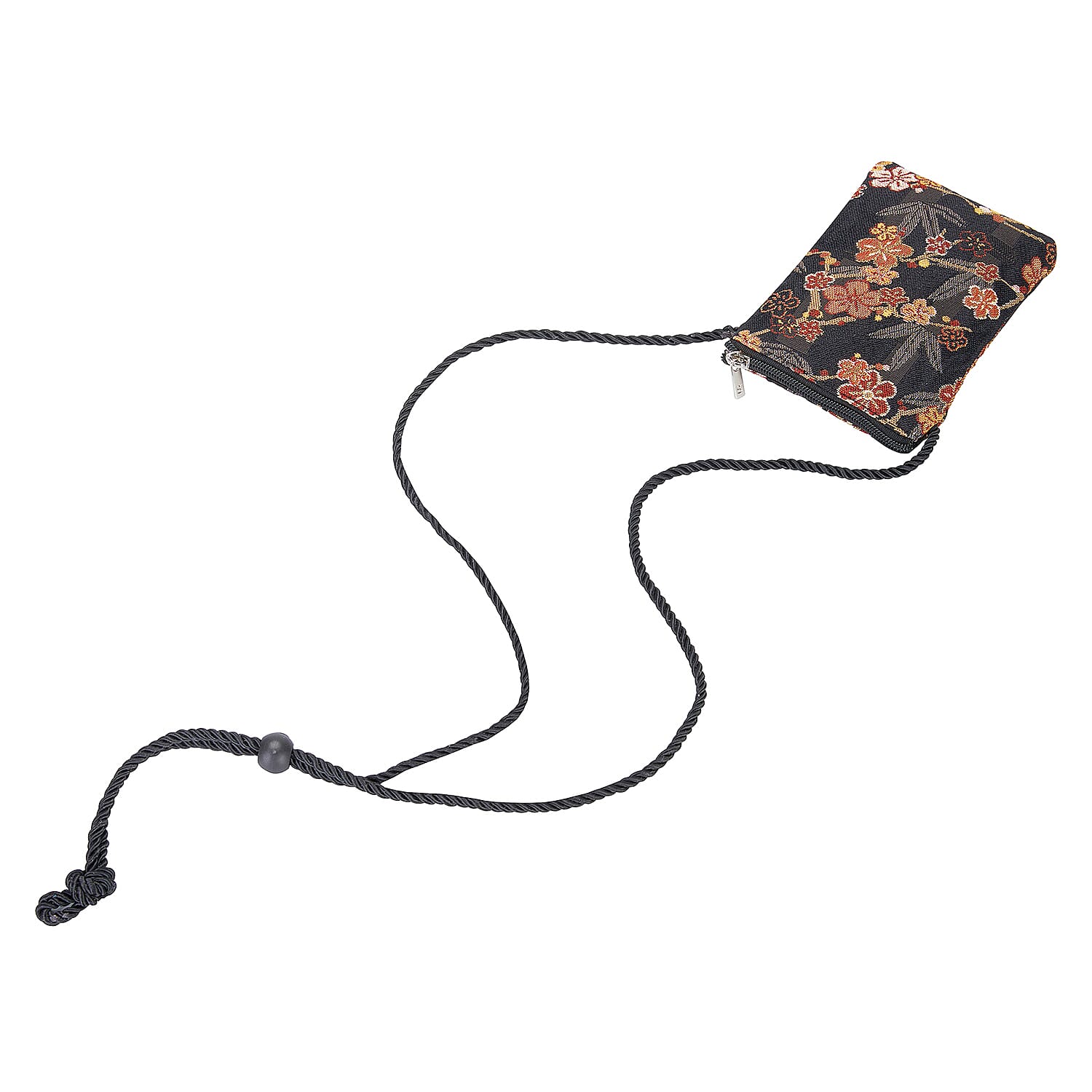 Signare Tapestry - Ume Sakura Crossbody Phone Bag (Size 17x12 Cm) - Black