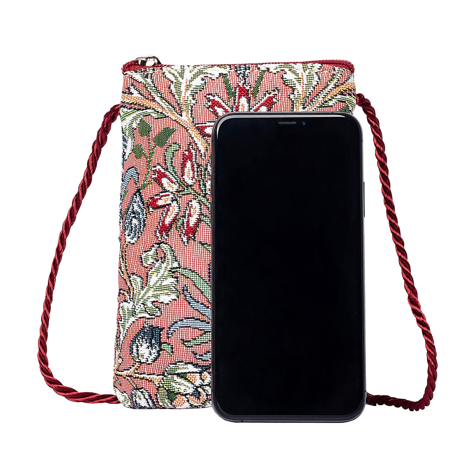 Signare Tapestry - Hyacinth Crossbody Phone Bag - Pink