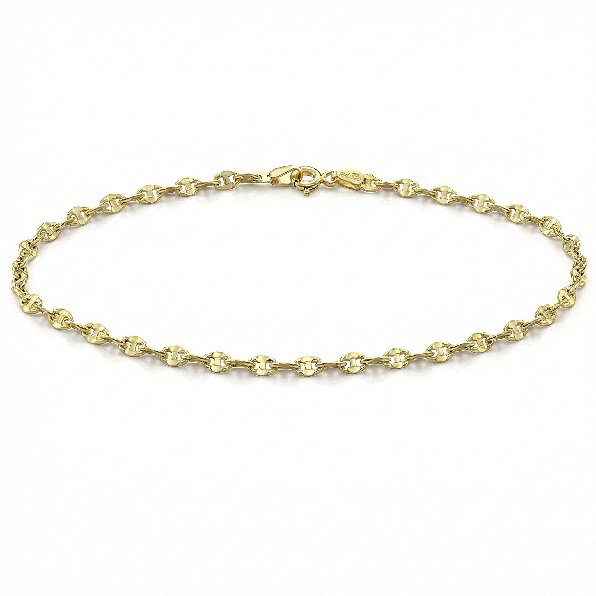 9K Yellow Gold Rambo Chain Anklet 9 Inch