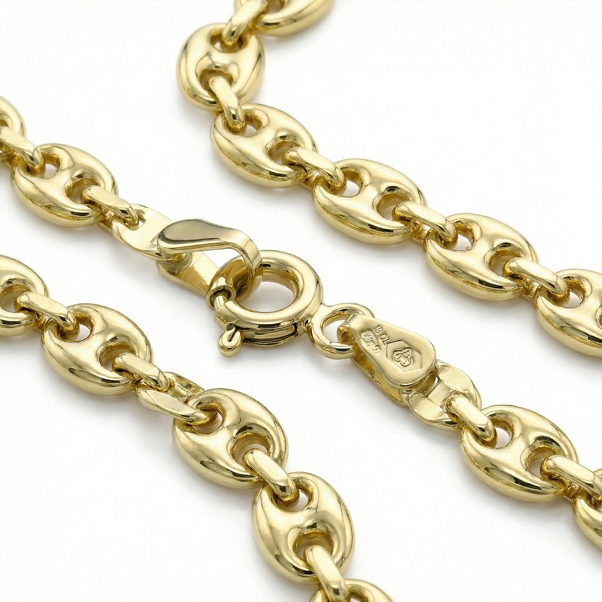 9K Yellow Gold Rambo Chain Anklet 9 Inch
