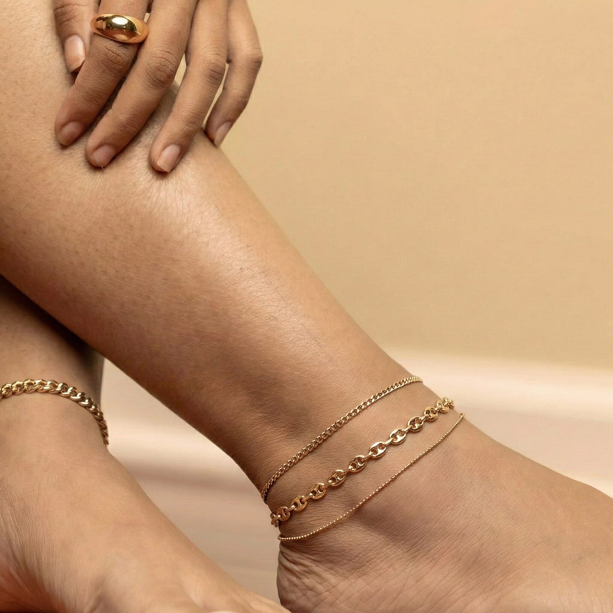 9K Yellow Gold Rambo Chain Anklet 9 Inch