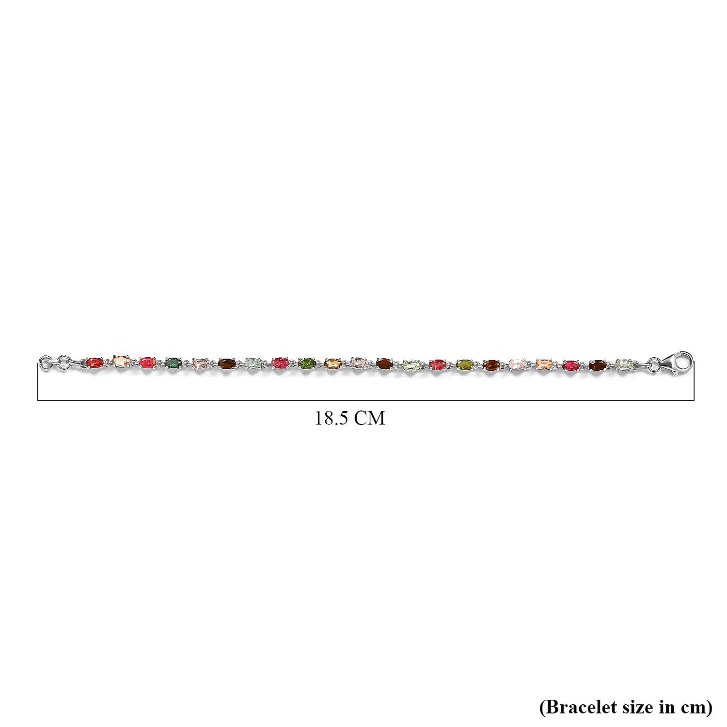 One Time Deal- Rainbow Tourmaline Bracelet (Size - 7) in Platinum Overlay Sterling Silver