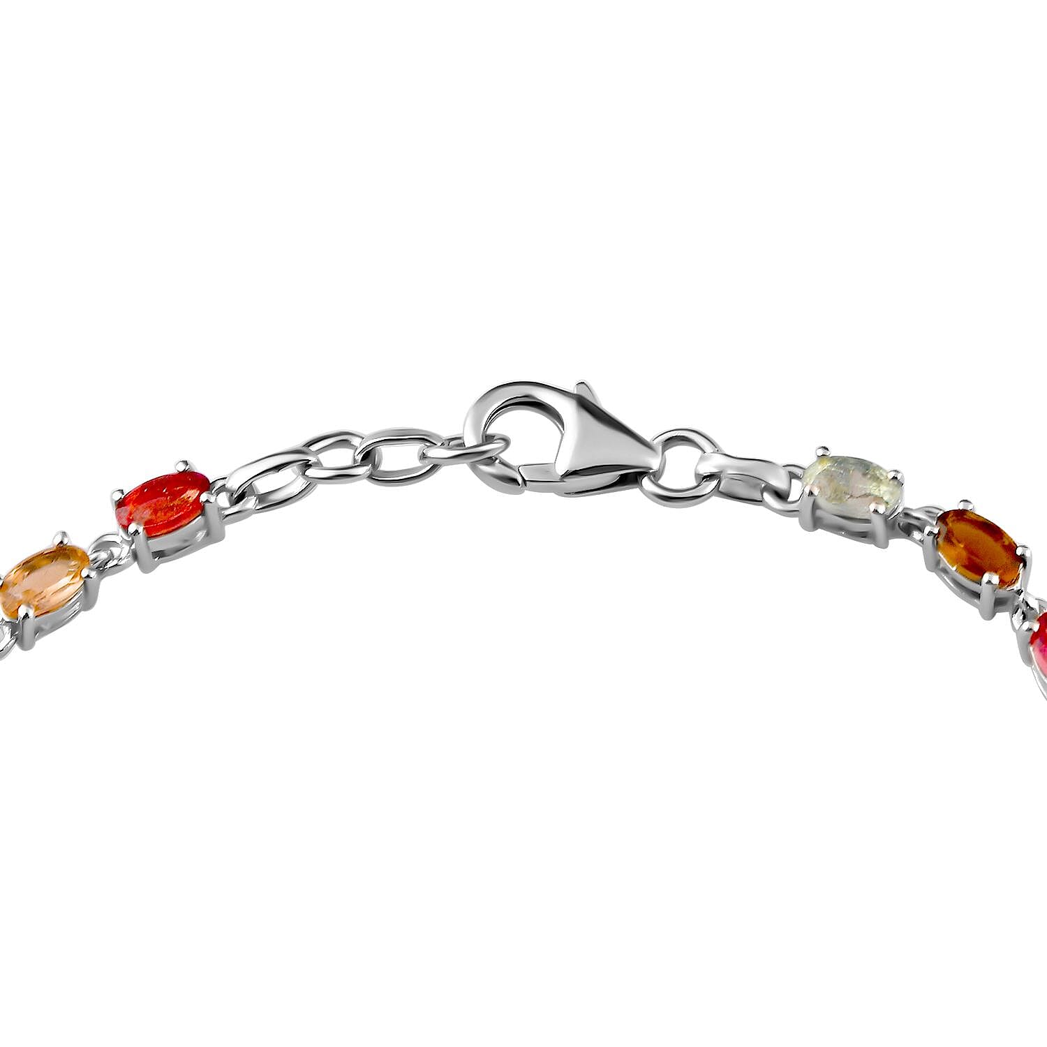 One Time Deal - Rainbow Tourmaline Bracelet (Size - 8) with Lobster Clasp in Platinum Overlay Sterling Silver 5.57 Ct, Silver Wt. 5.25 Gms.