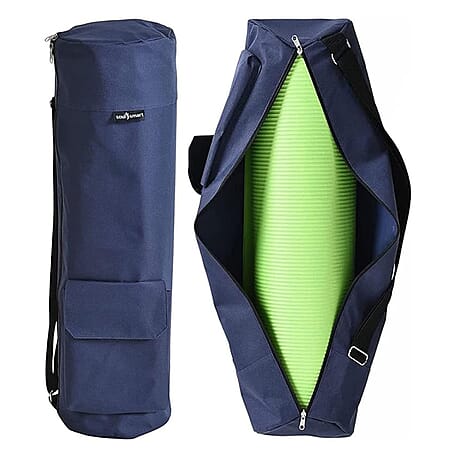 Soul Smart Solid Yoga Bag with Shoulder Strap - Navy Blue
