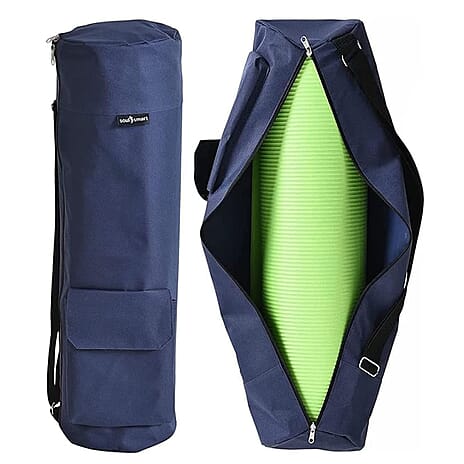 Soul Smart Solid Yoga Bag with Shoulder Strap (Size 70x20 cm) - Navy Blue
