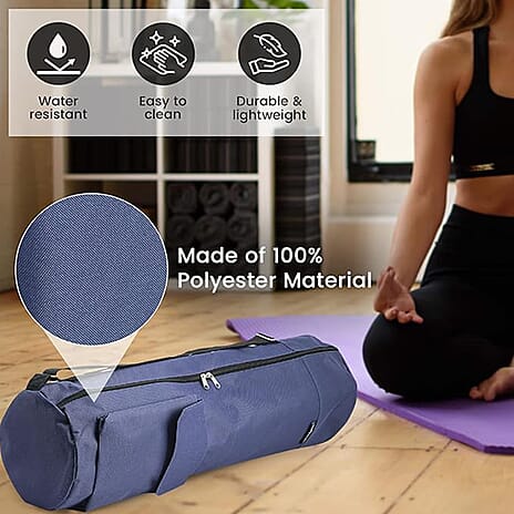 Soul Smart Solid Yoga Bag with Shoulder Strap (Size 70x20 cm) - Navy Blue