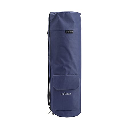 Soul Smart Solid Yoga Bag with Shoulder Strap - Navy Blue