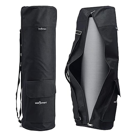 Soul Smart Solid Yoga Bag with Shoulder Strap - Black