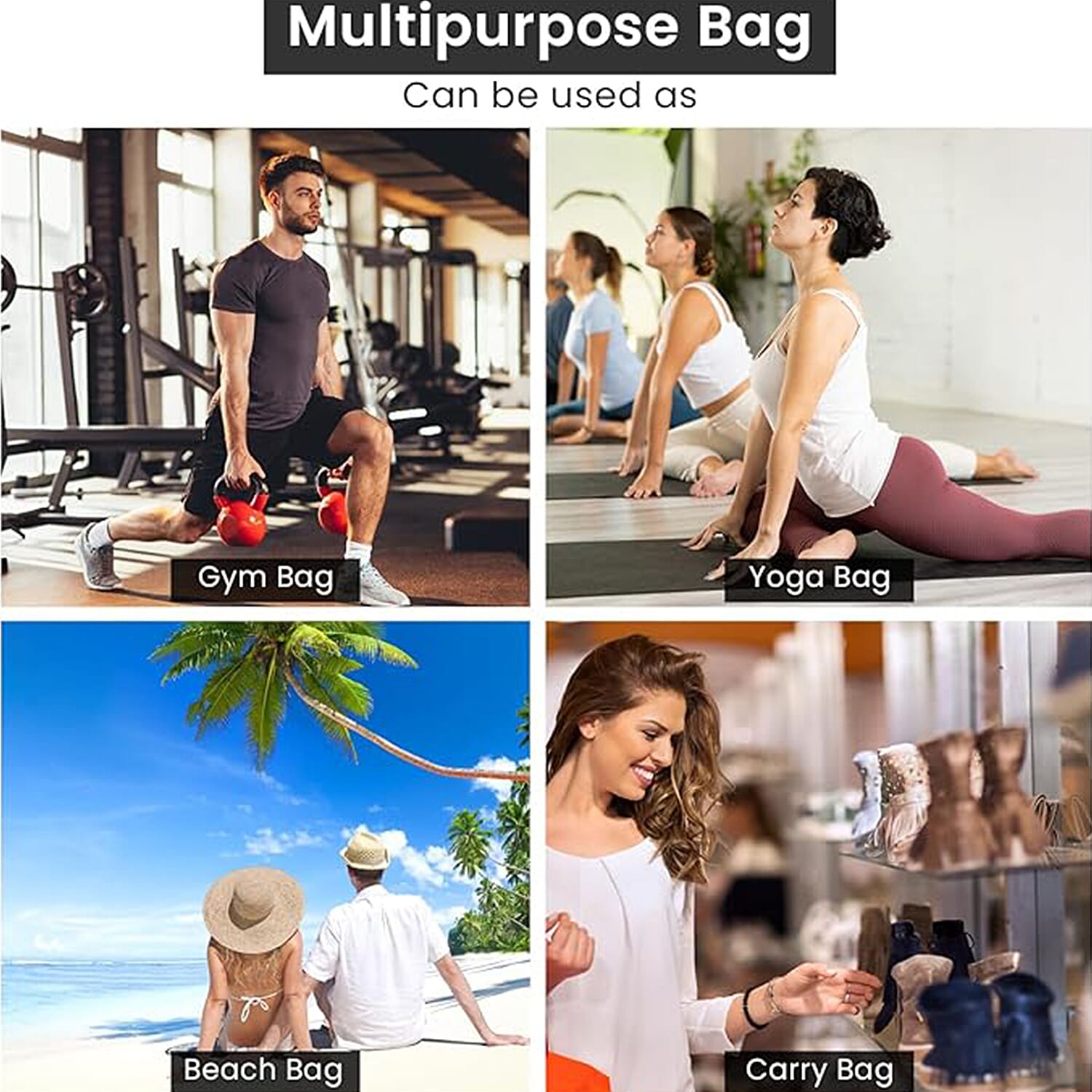 Soul Smart Solid Yoga Bag With Shoulder Strap (Size-70x20) Black