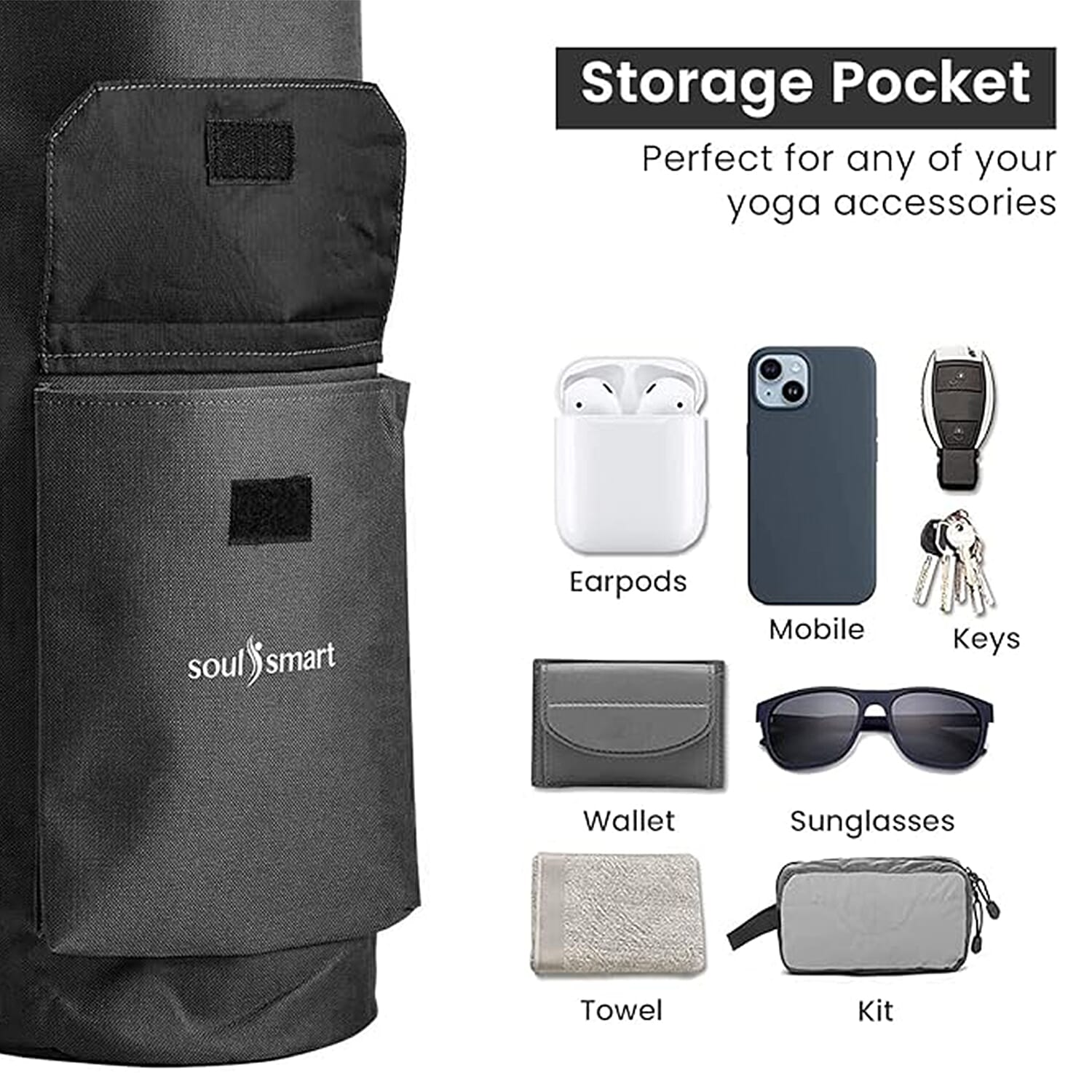 Soul Smart Solid Yoga Bag With Shoulder Strap (Size-70x20) Black