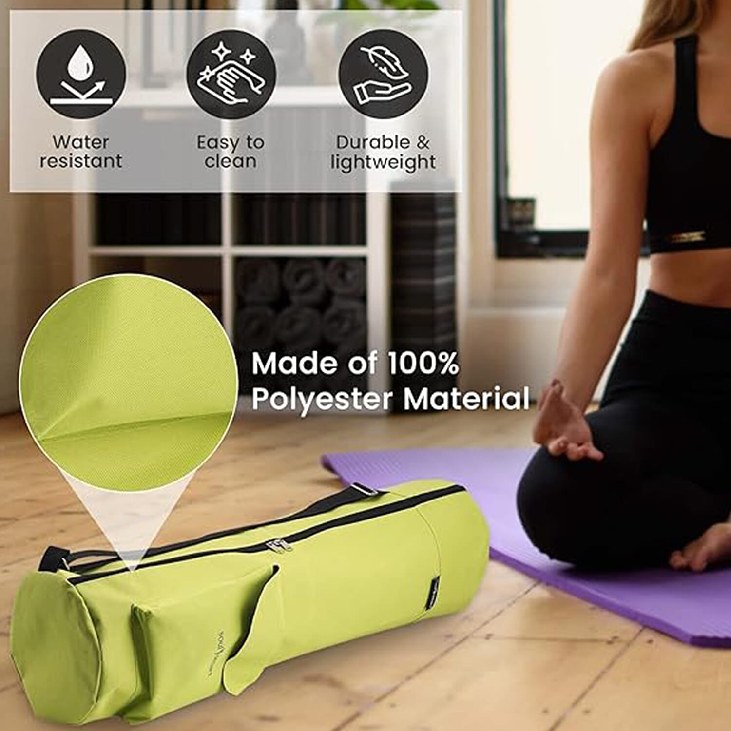 Soul Smart Solid Yoga Bag with Shoulder Strap (Size 70x20 cm) - Light Green