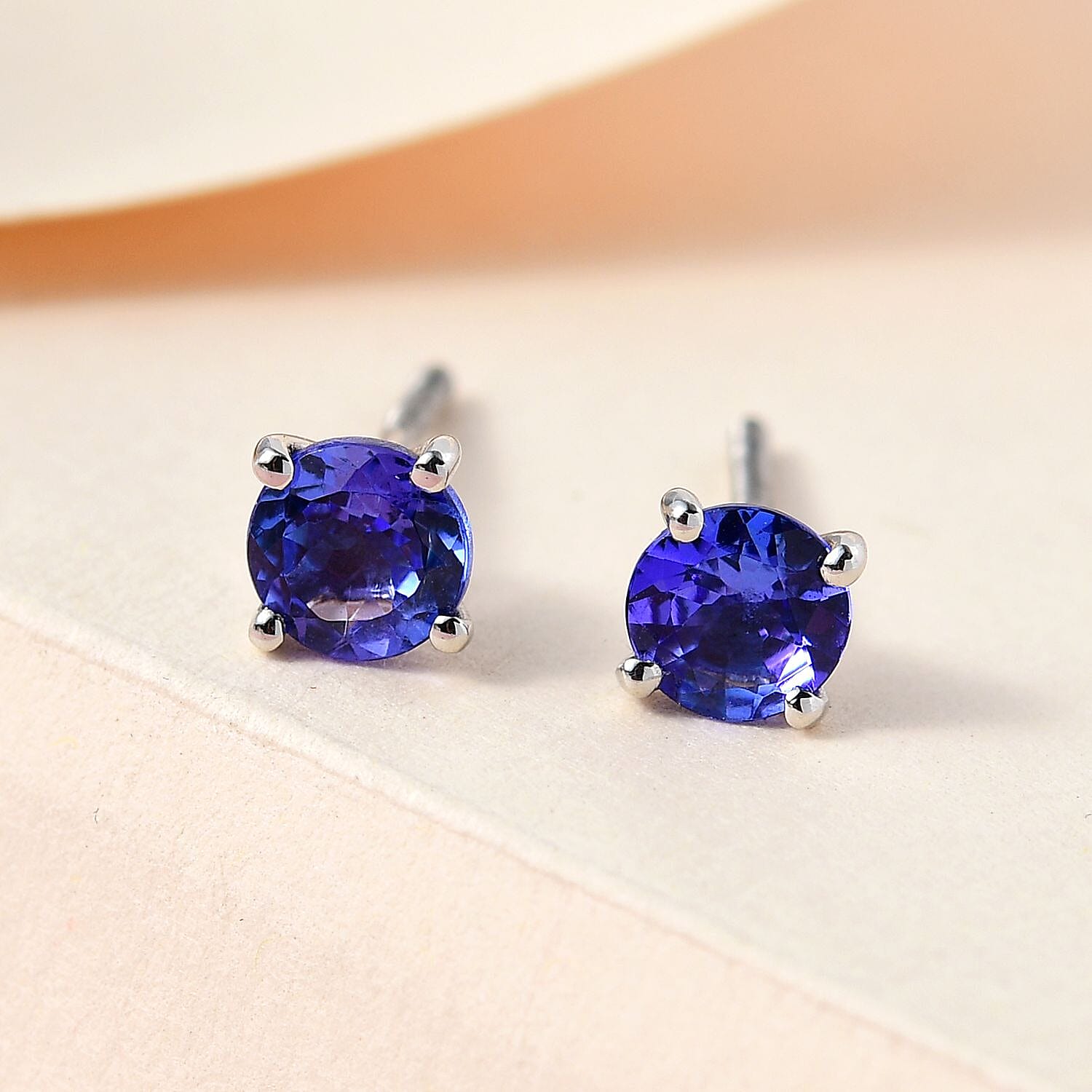 RHAPSODY 950 Platinum AAAA Tanzanite Stud Earrings (With Screw Back) 1.507 Ct.