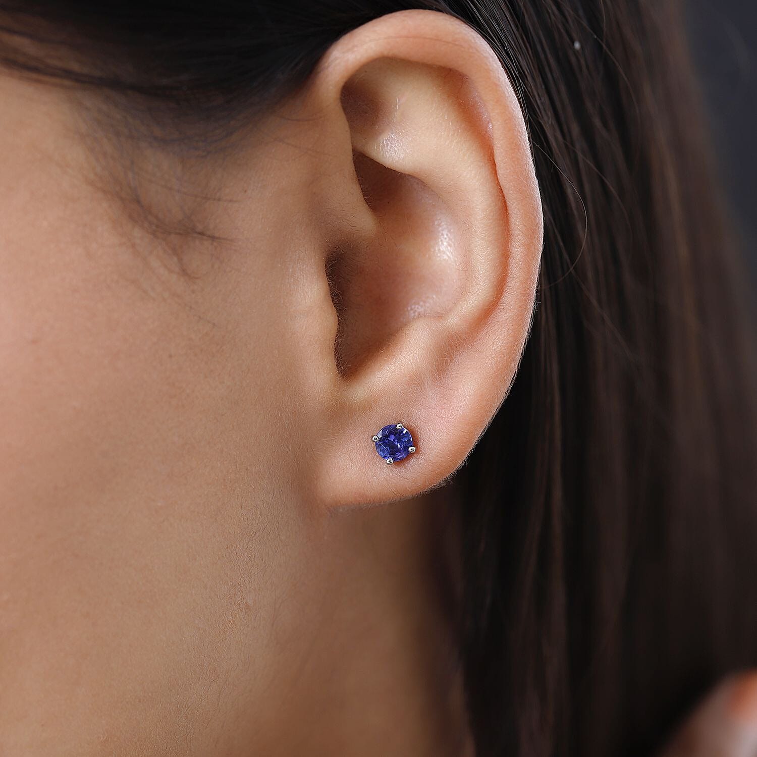 RHAPSODY 950 Platinum AAAA Tanzanite Stud Earrings (With Screw Back) 1.507 Ct.