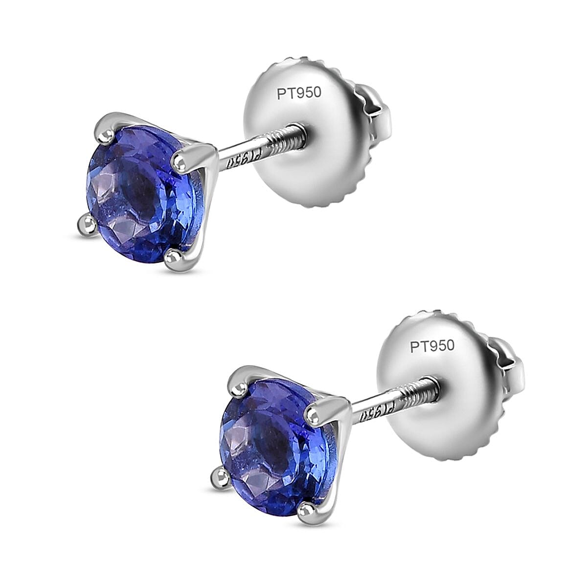 RHAPSODY 950 Platinum AAAA Tanzanite Stud Earrings (With Screw Back) 1.507 Ct.