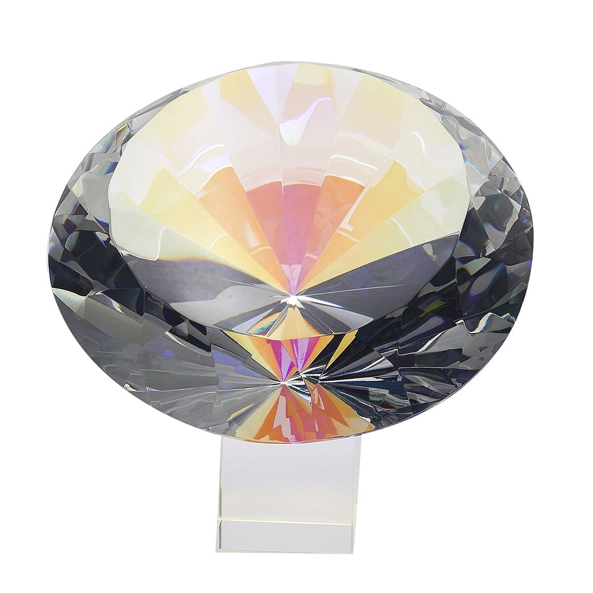 Set of Diamond Shaped Crystal, a Cube Base and a Pair of Gloves - AB Colour (Transparent)