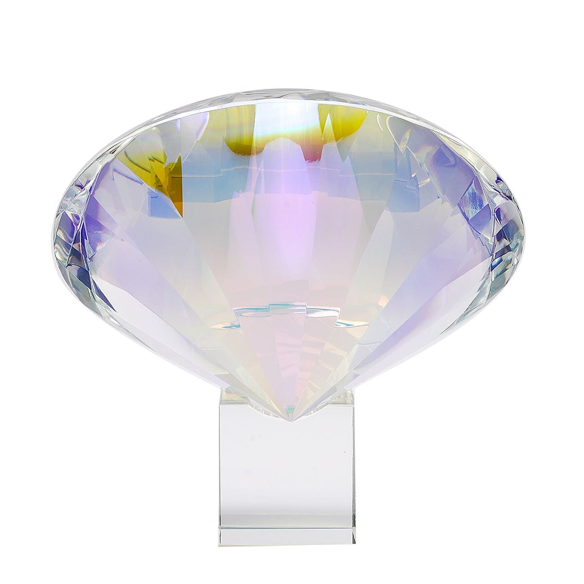 Set of Diamond Shaped Crystal, a Cube Base and a Pair of Gloves - AB Colour (Transparent)