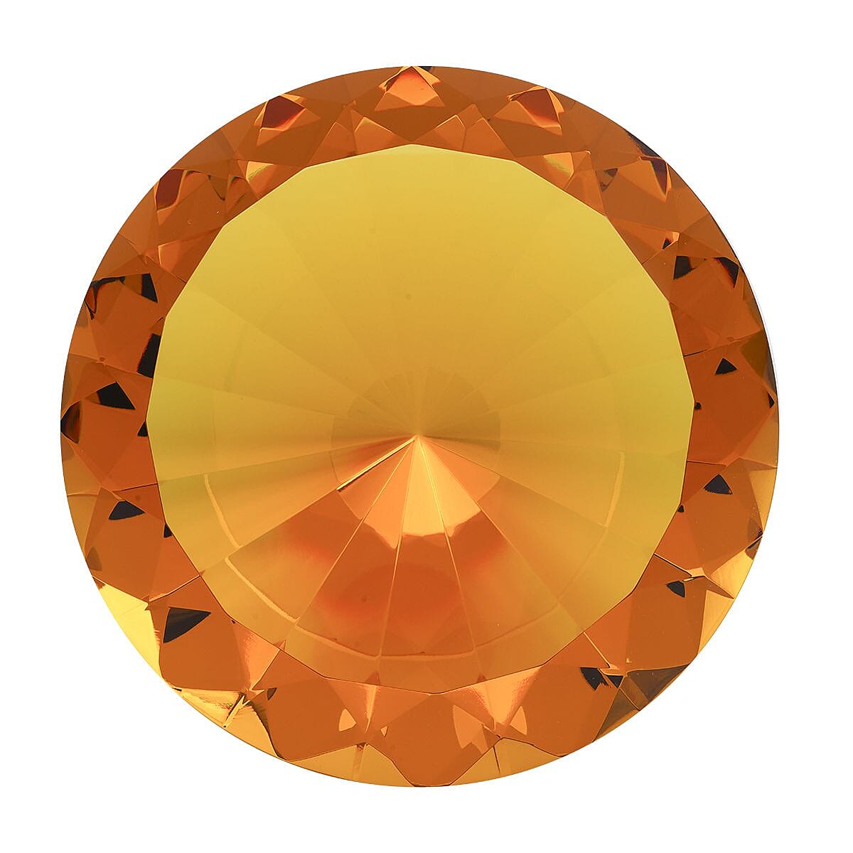 Diamond Shaped Yellow Coloured Crystal With Cubed Base and a Pair of Gloves